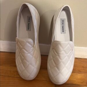 Steve Madden Ivory Quilted Slip-On Sneakers